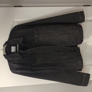 XLT Old Navy Distressed Black Denim Jacket